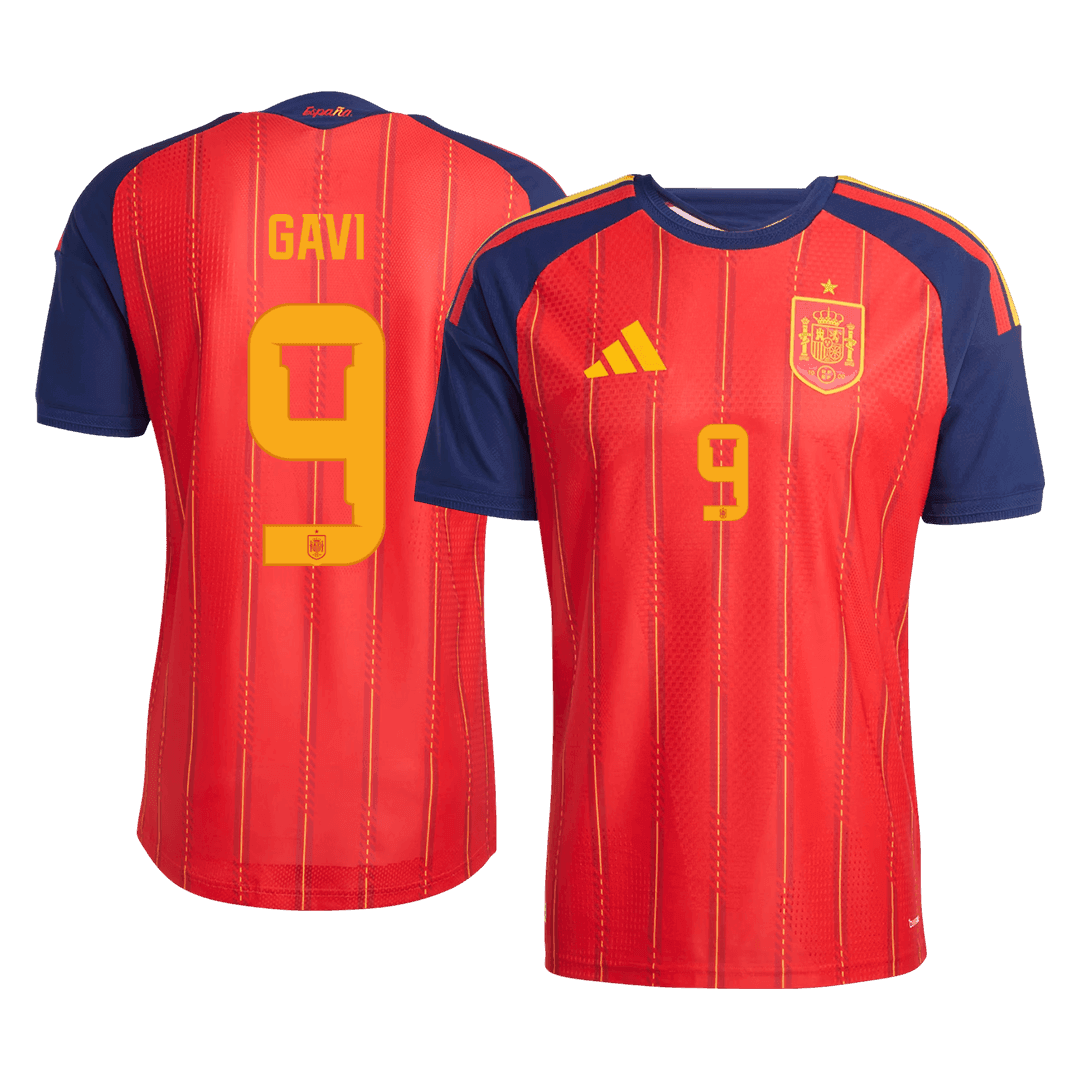 Camiseta Auténtica GAVI #9 Spain 2026 Primera Equipación Copa del Mundo - Version Jugador