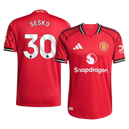 Camiseta Auténtica ŠEŠKO #30 Manchester United 2025/26 Primera Equipación-Versión Jugador