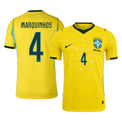 Camiseta Auténtica MARQUINHOS #4 Brazil 2026 Primera Equipación Copa del Mundo - Version Jugador