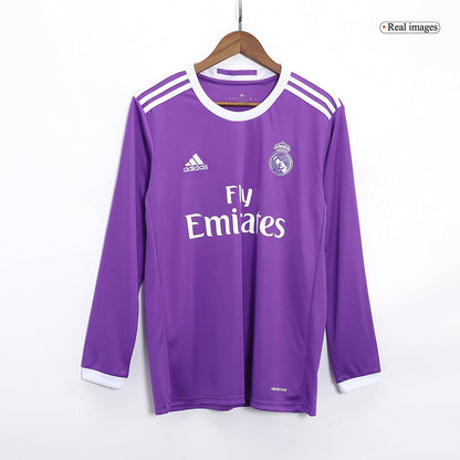 Tricouri Fotbal Vintage Real Madrid BENZEMA #9 Deplasare 2016/17 Mânecă Lungă