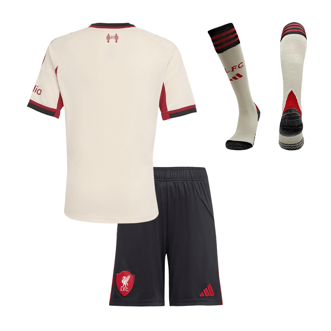 Conjunto Infantil Completo Liverpool 2025/26 Segunda Equipación Kids-Camisetas Pasion Shop