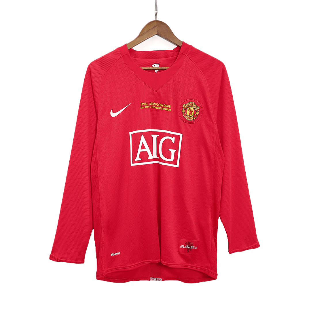 Tricouri Fotbal Vintage Manchester United ROONEY #10 Acasă 2007/08 Mânecă Lungă - UCL Final