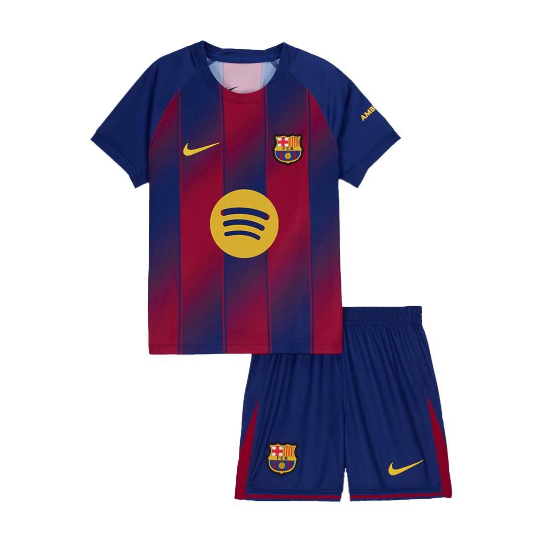 Miniconjunto Barcelona 2025/26 Primera Equipación Niño camiseta de fútbol