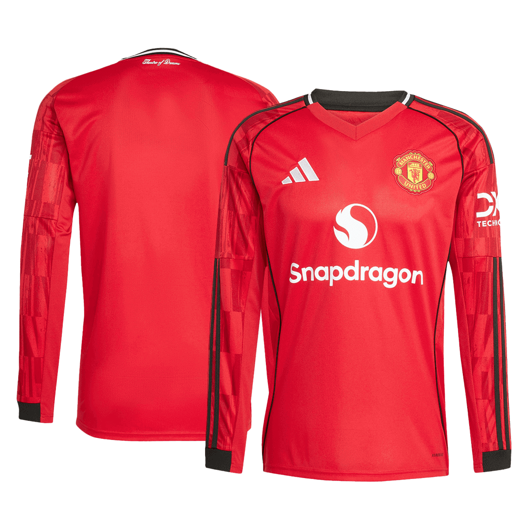 Camiseta Manga Larga Manchester United 2025/26 Primera Equipación-Versión Hincha-Camisetas Pasion Shop