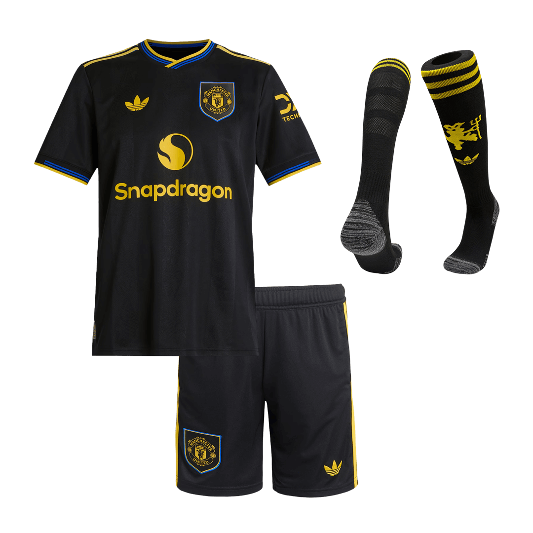 Conjunto Infantil Completo Manchester United 2025/26 Tercera Equipación Kids camiseta de fútbol
