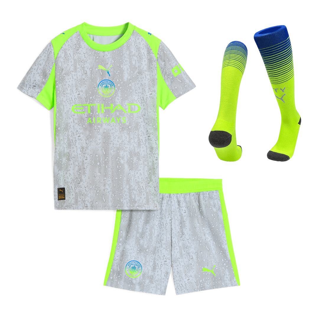 Conjunto Infantil Completo Manchester City 2025/26 Tercera Equipación Kids camiseta de fútbol
