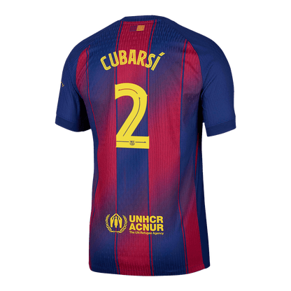UCL Camiseta Auténtica CUBARSÍ #2 Barcelona 2025/26 Primera Equipación-Versión Jugador-Camisetas Pasion Shop