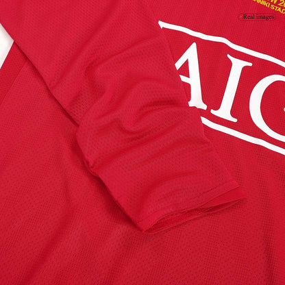 Tricouri Fotbal Vintage Manchester United SCHOLES #18 Acasă 2007/08 Mânecă Lungă - UCL Final