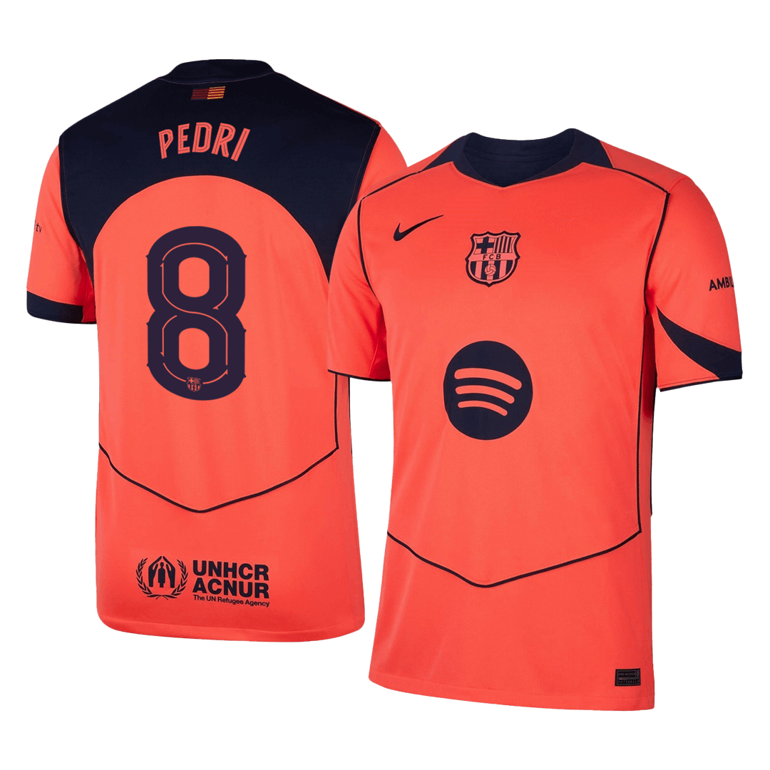 UCL Camiseta PEDRI #8 Barcelona 2025/26 Tercera Equipación - Versión Hincha