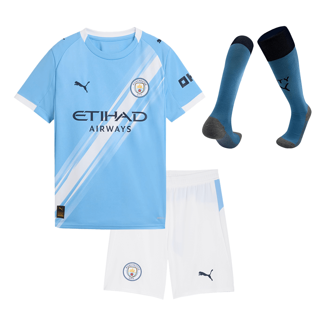 Conjunto Infantil Completo Manchester City 2025/26 Primera Equipación Kids camiseta de fútbol