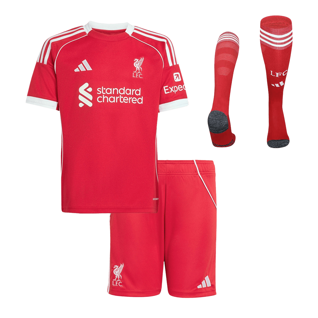 Conjunto Infantil Completo Liverpool 2025/26 Primera Equipación Kids camiseta de fútbol