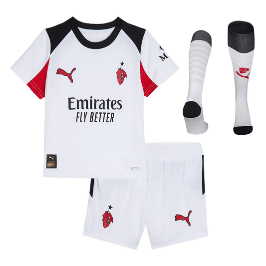 Conjunto Infantil Completo AC Milan 2025/26 Segunda Equipación Kids camiseta de fútbol
