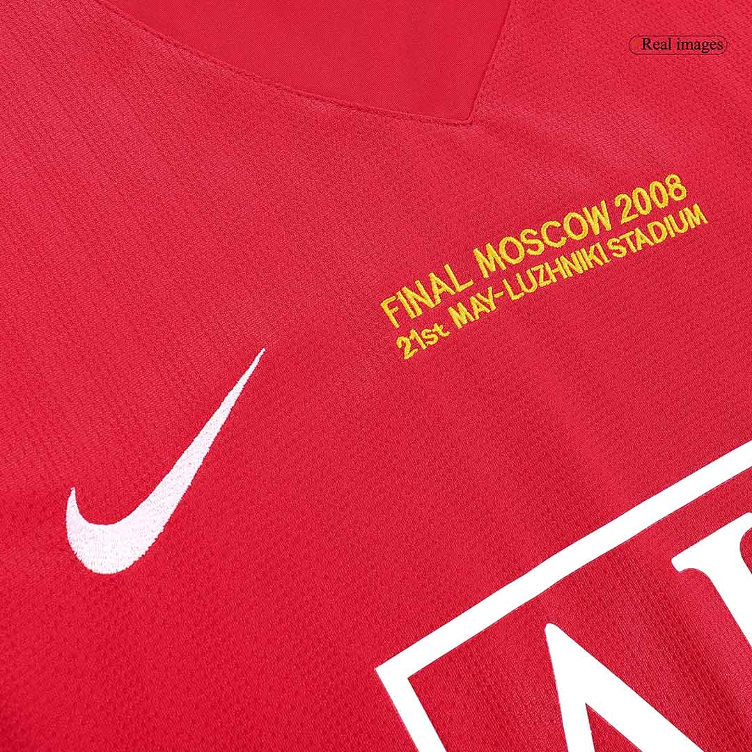Tricouri Fotbal Vintage Manchester United Acasă 2007/08 Mânecă Lungă - UCL Final