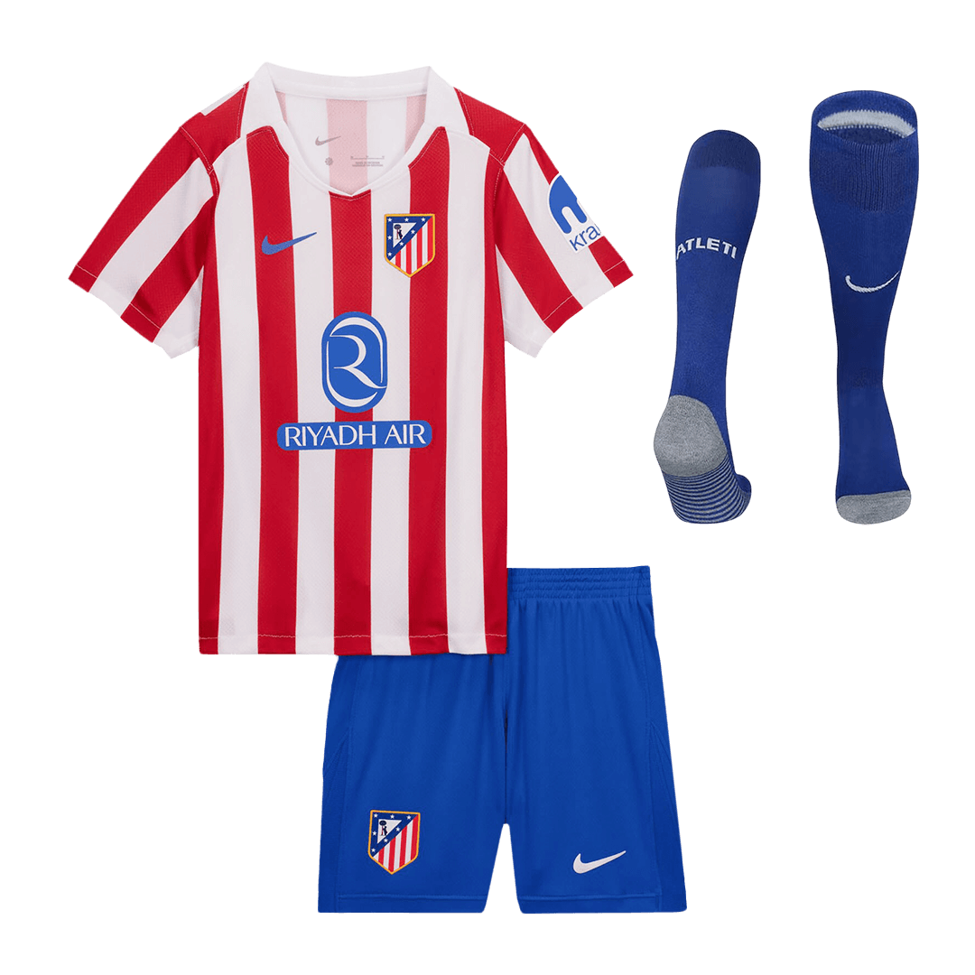 Conjunto Infantil Completo Atlético Madrid 2025/26 Primera Equipación camiseta de fútbol