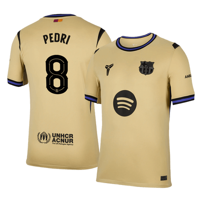 UCL Camiseta PEDRI #8 Barcelona 2025/26 Segunda Equipación-Versión Hincha