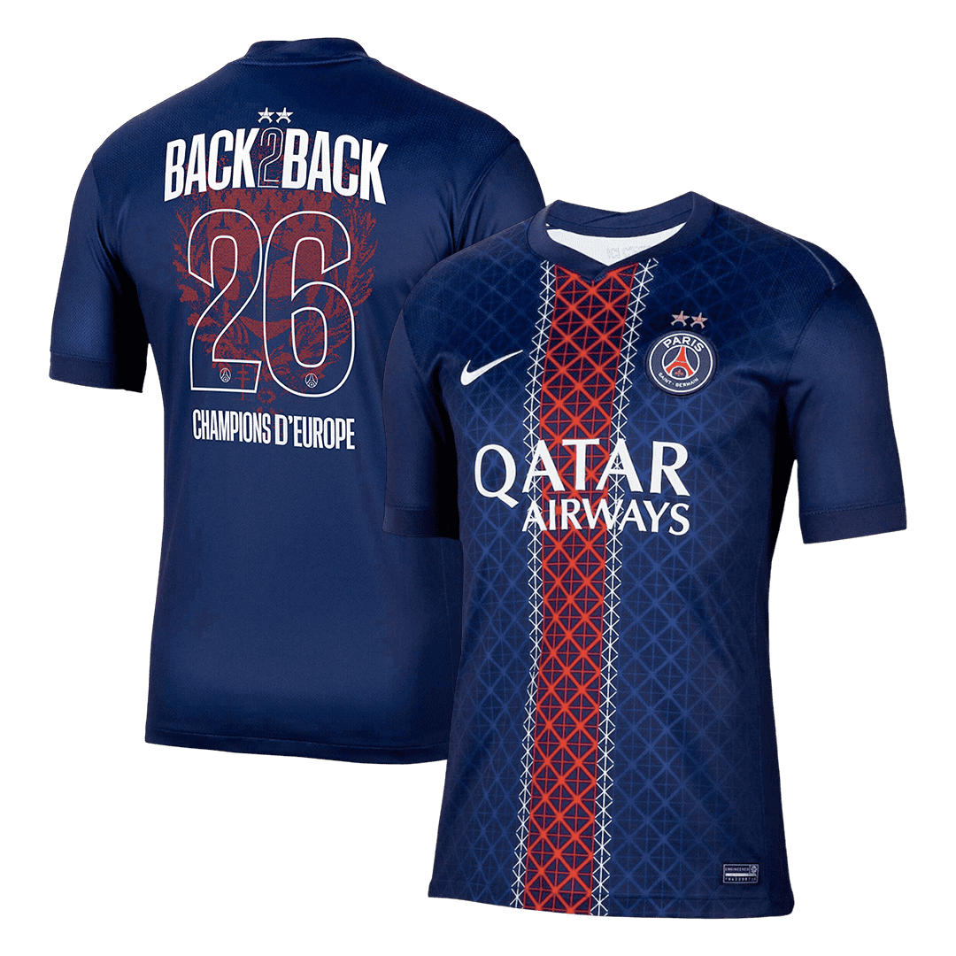 Camiseta Champions of Europe #26 PSG 2025/26 Primera Equipación - Version Hincha - Calidad premium