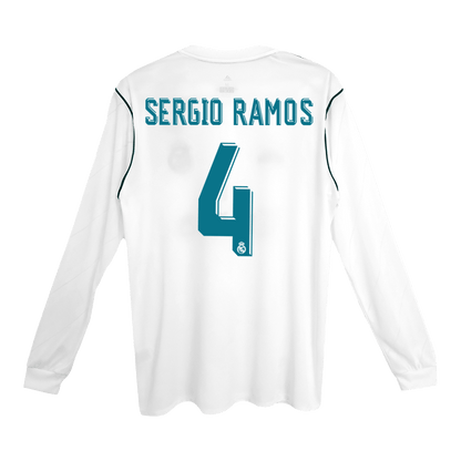Camiseta Retro 2017/18 SERGIO RAMOS #4 Real Madrid Primera Equipación  Manga Larga 2025/26